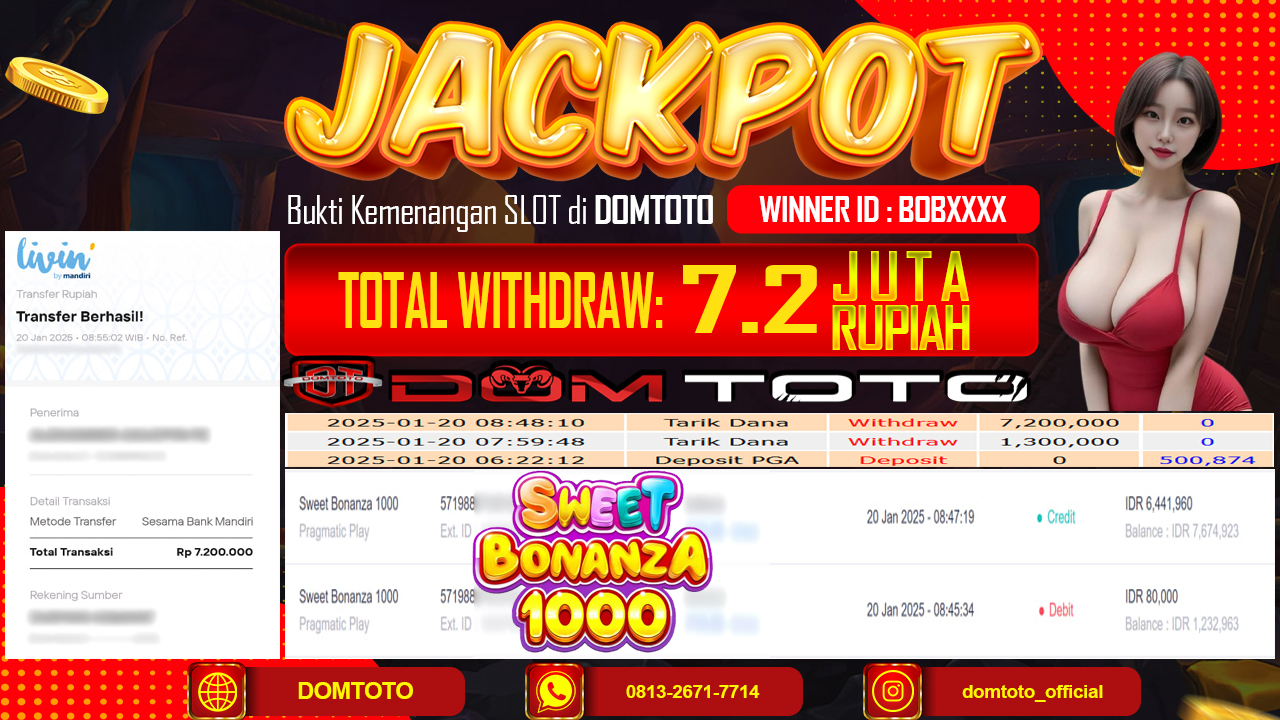 JACKPOT SLOT SWEET BONANZA 1000 1024 20 JANUARI 2025